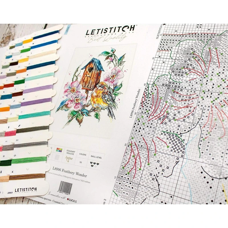 LetiStitch Feathery Wonder Counted Cross Stitch Kit