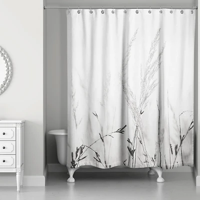 Black and White Field Grasses 71" x 74" Shower Curtain