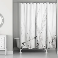 Black and White Field Grasses 71" x 74" Shower Curtain