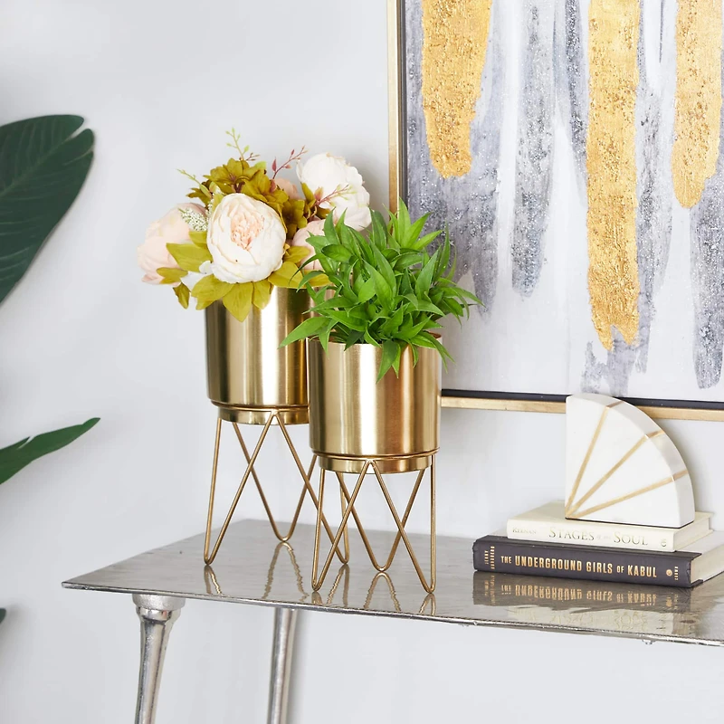 Gold Modern Planter, Set of 2" 6", 6"