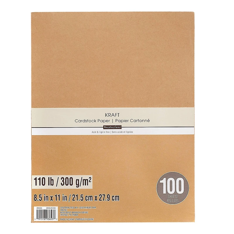 6 Packs: 100 ct. (600 total) Kraft 8.5" x 11" Cardstock Paper by Recollections™