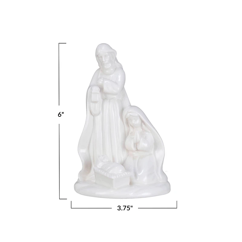 Hello Honey® 6" White Stoneware Holy Family Décor