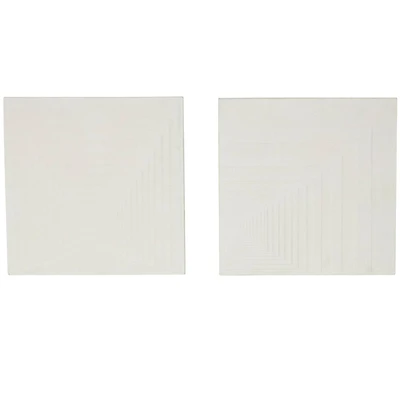 18.3" x 18.3" Cream Metal Geometric Layered Square Cube Wall Décor with Sandstone Texture Set