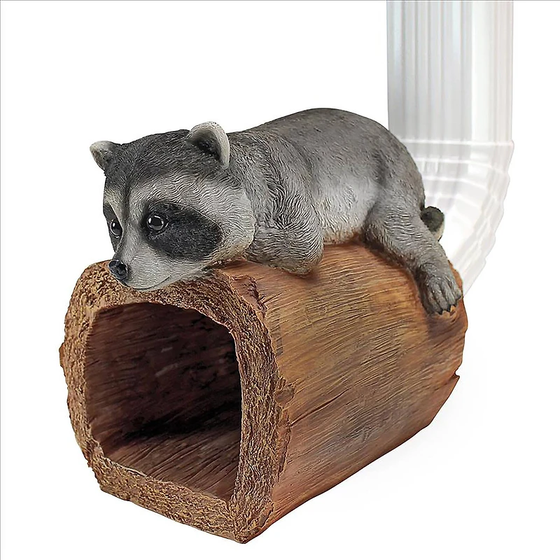 Design Toscano 9" Raider the Raccoon Gutter Guardian Downspout Statue