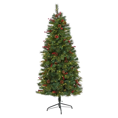 6ft. Pre-Lit Mixed Pine Artificial Christmas Tree, Clear LED Lights