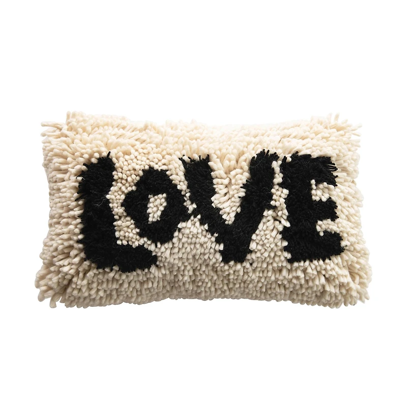 Hello Honey® Black & Cream Love Shag Lumbar Pillow