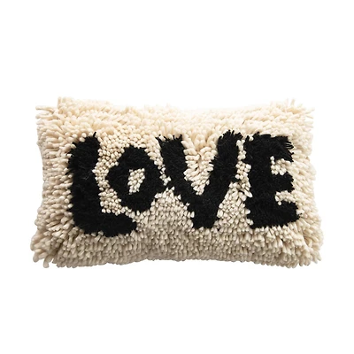 Hello Honey® Black & Cream Love Shag Lumbar Pillow