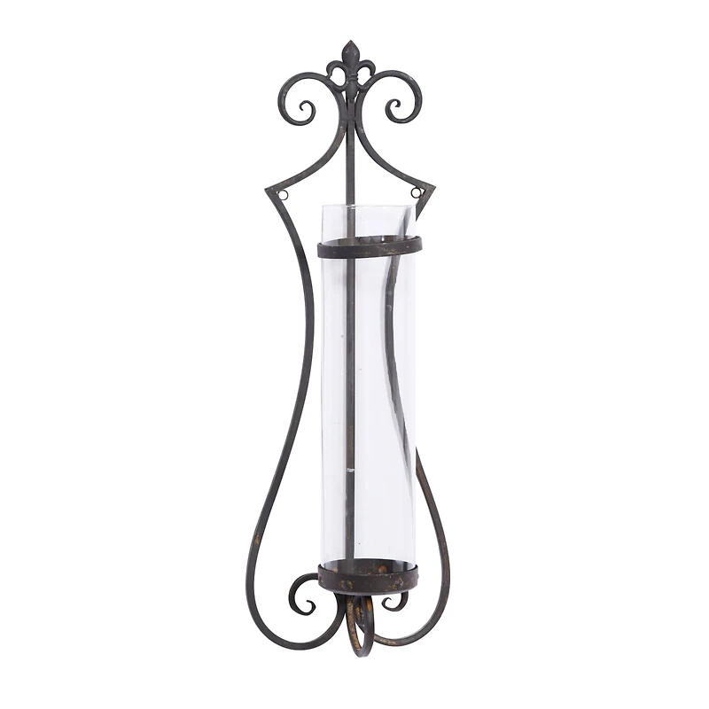 31" Black Iron Traditional Candle Wall Sconce