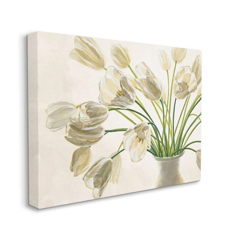 Stupell Industries White Tulip Bouquet in Country Vase Canvas Wall Art
