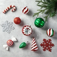 Glitzhome® 160 Pack Whimsical Red & Green Deluxe Boxed Shatterproof Ornaments