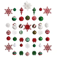 70ct. Holiday Deluxe Shatterproof Christmas Tree Ornament Box Set