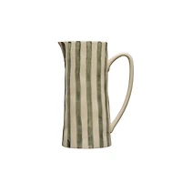 Hello Honey® 42oz. Hand-Painted White & Blue Striped Stoneware Pitcher