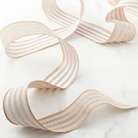 2.5" x 25ft. Faux Linen Wired Stripe Ribbon by Celebrate It