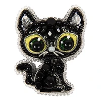 Crystal Art Beadwork Kit For Creating Broоch Black Cat
