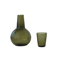 Hello Honey® 9" Green Verdant Elegance Glass Carafe Set