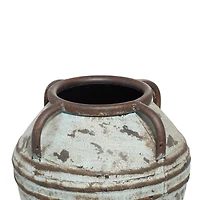 Set of 3 Blue Metal Rustic Vase, 26", 23", 19"