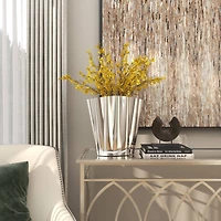 15" Silver Stainless Steel Vase with Zig Zag Edging