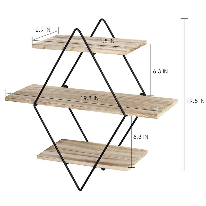 Haitral Rustic 3-Tier Brown Floating Shelf