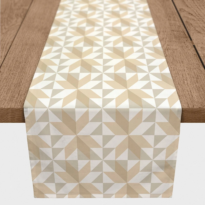 7.5ft. Neutral Barn Star Pattern Cotton Twill Table Runner