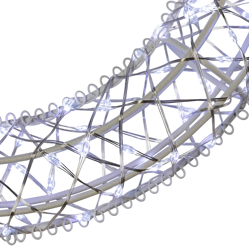 LED Lighted Hanging Christmas Wreath Decorations - 18" - Set of 2 - Cool White Lights