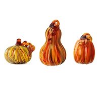Glitzhome® Multi Striped Glass Pumpkin & Gourd Set