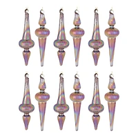 12ct. 6" Iridescent Glass Finial Drop Ornaments
