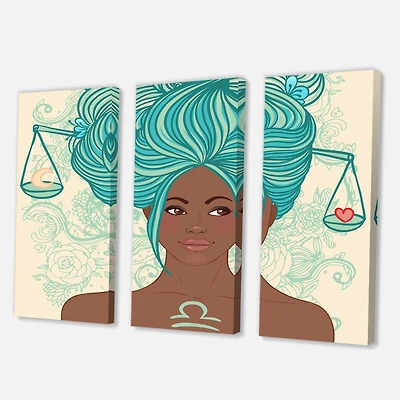 Designart - Portrait of African American Woman With Blue Hair I