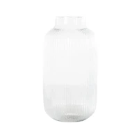 14" Clear Glass Ribbed Decorative Vase