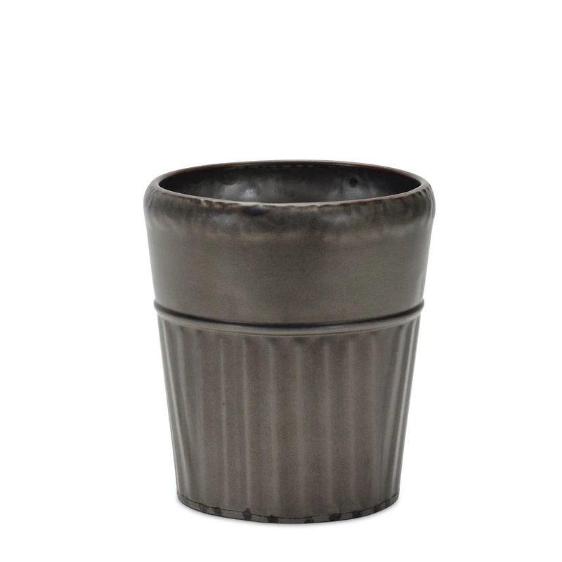 Pewter Metal Planter with Tapered Design Set
