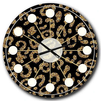 Designart 'Golden Leopard Fur Mid-Century Modern Wall Clock