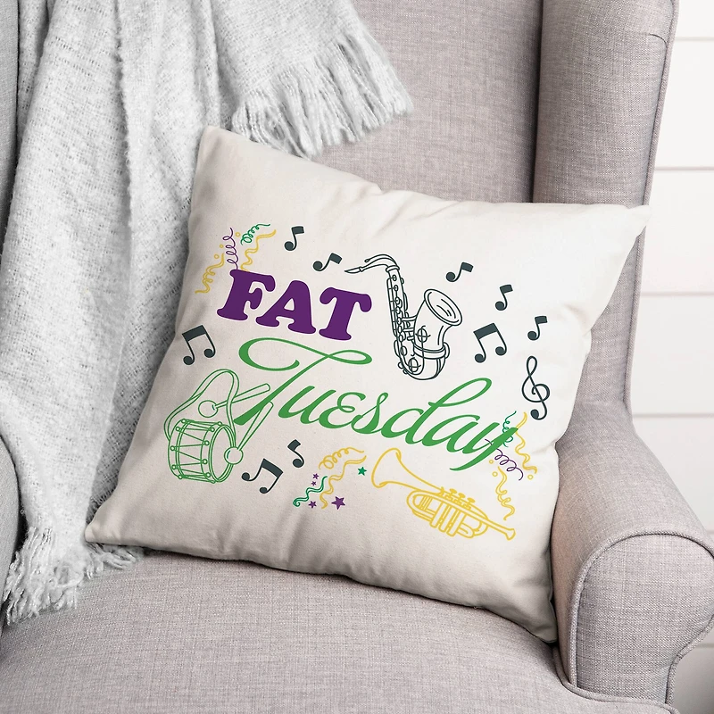 Fat Tuesday Mardi Gras Throw Pillow