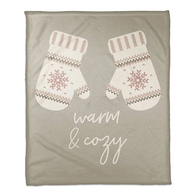 Warm And Cozy Mittens 50x60 Coral Fleece Blanket