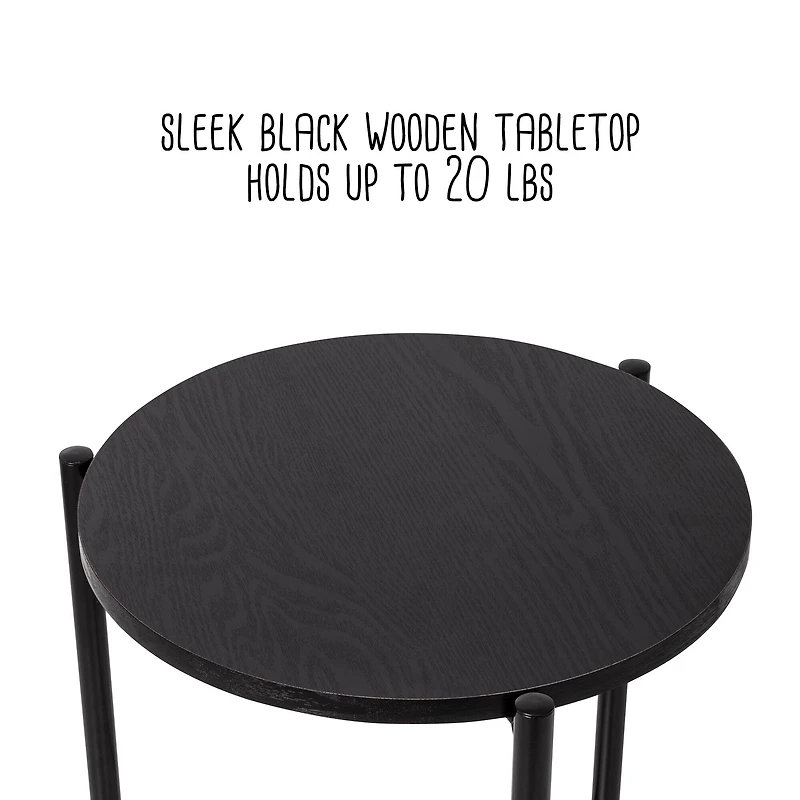 6 Pack: Honey Can Do 18" Black Round Side Table with T-Pattern Base