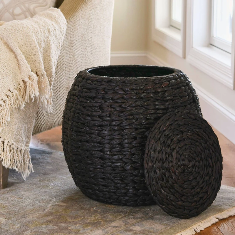 Household Essentials 19" Woven Hyacinth Storage End Table