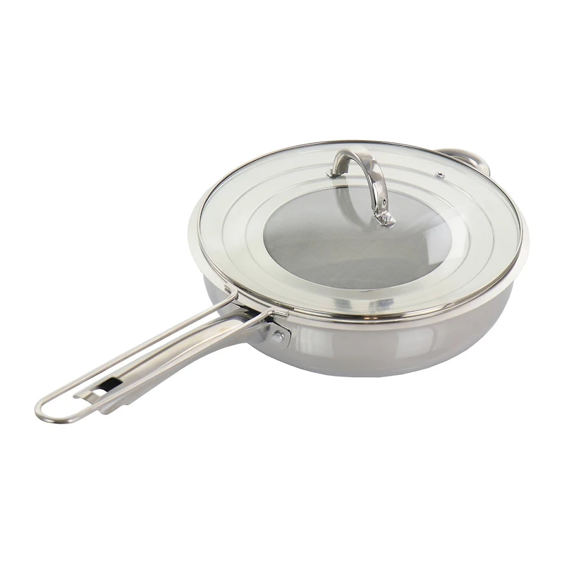 Oster Sangerfield 4qt. Stainless Steel Sauté Pan with Lid and Splatter Guard