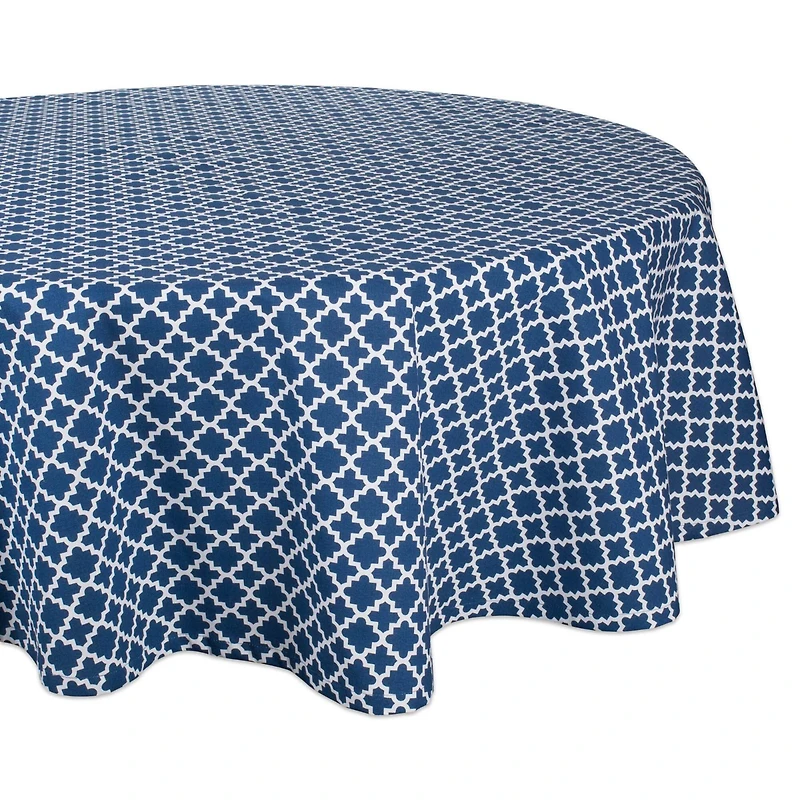 DII® 70" Round Nautical Blue Lattice Tablecloth