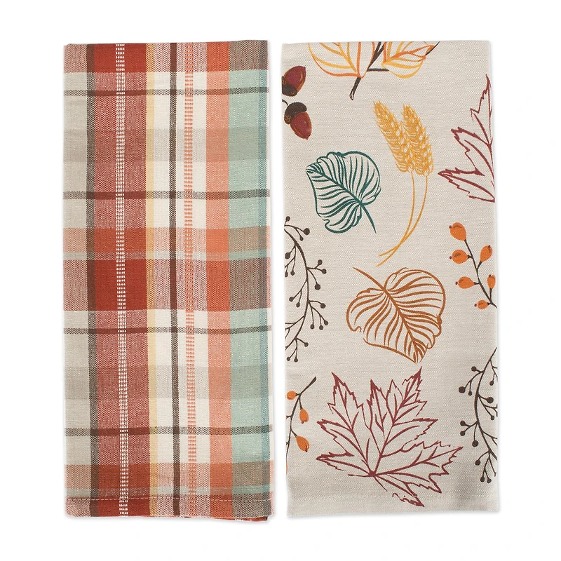 DII® Assorted Autumn Leaves Dishtowel Set