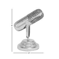 Silver Aluminum Traditional Sculpture, Microphone 9" x 9" x 6"