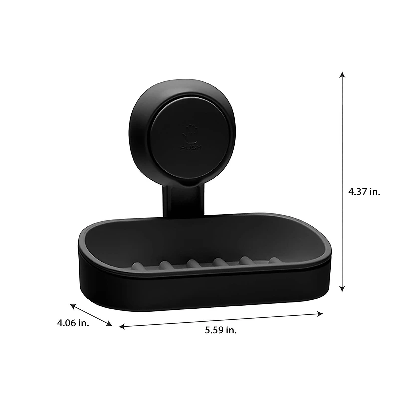 Bath Bliss Matte Black Gel-Suction Soap Dish