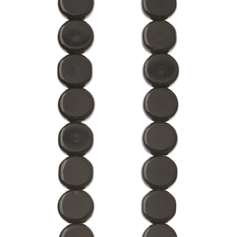 Jet Black Coin Glass Beads, 10mm by Bead Landing™