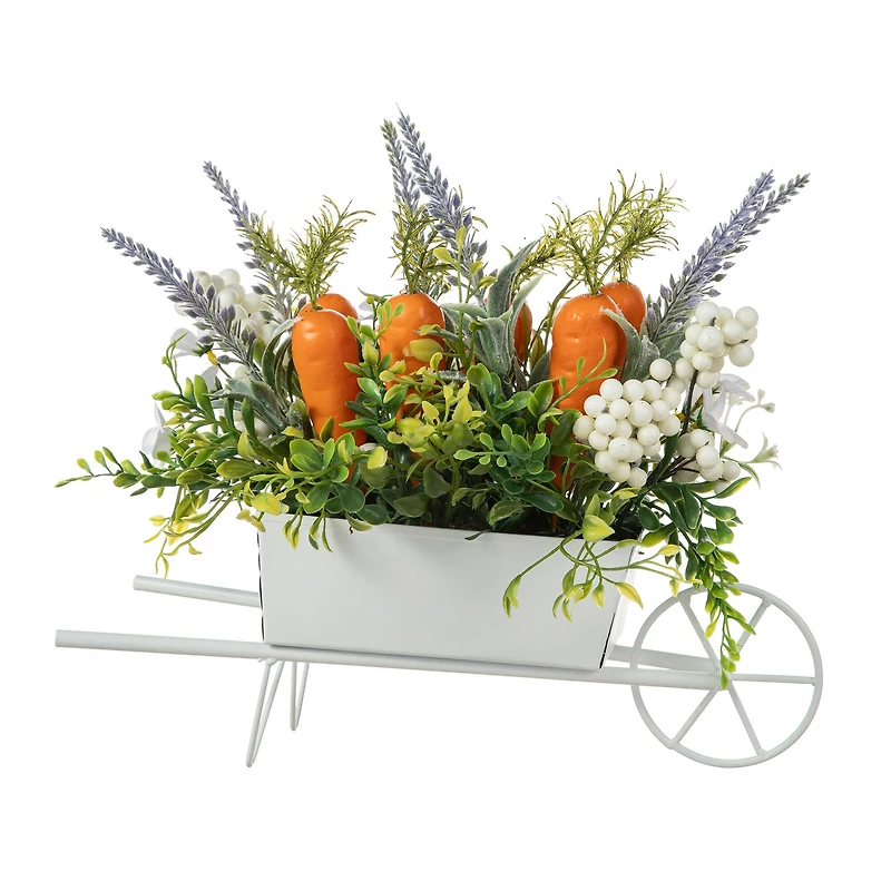 Glitzhome® 12.5" Easter Carrot Metal Wagon Centerpiece