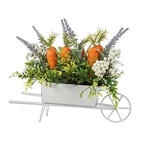 Glitzhome® 12.5" Easter Carrot Metal Wagon Centerpiece