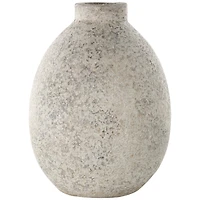 14.25" Beige Ceramic Handmade Antique Style Textured Decorative Vase