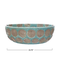 Hello Honey® 16" Decorative Terra-Cotta Bowl with Wax Relief Dots