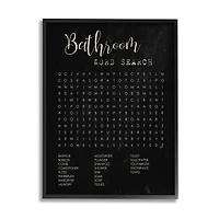 Stupell Industries Bathroom Word Search Activity over Distressed Black Framed Wall Art