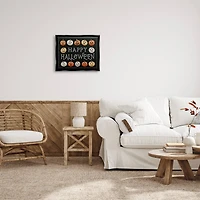 Stupell Industries Happy Halloween Jack-o-Lanterns Framed Floater Canvas Wall Art