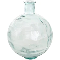 17" Clear Ribbed Round Glass Spanish Vase