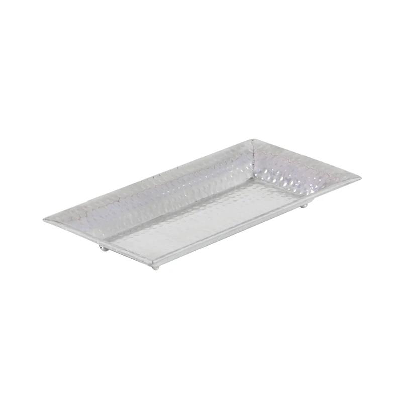 Metallic Silver Aluminum Traditional Tray Set