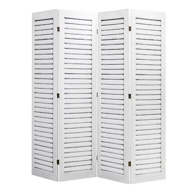 American Art Decor™ 6ft. Double-Sided 4-Panel White Shutter Pattern Portable Canvas Room Divider