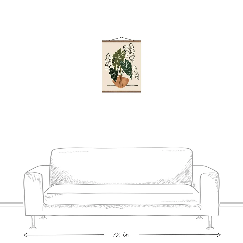 Boho Plant Still Life 16" x 20" Teak Hanging Canvas